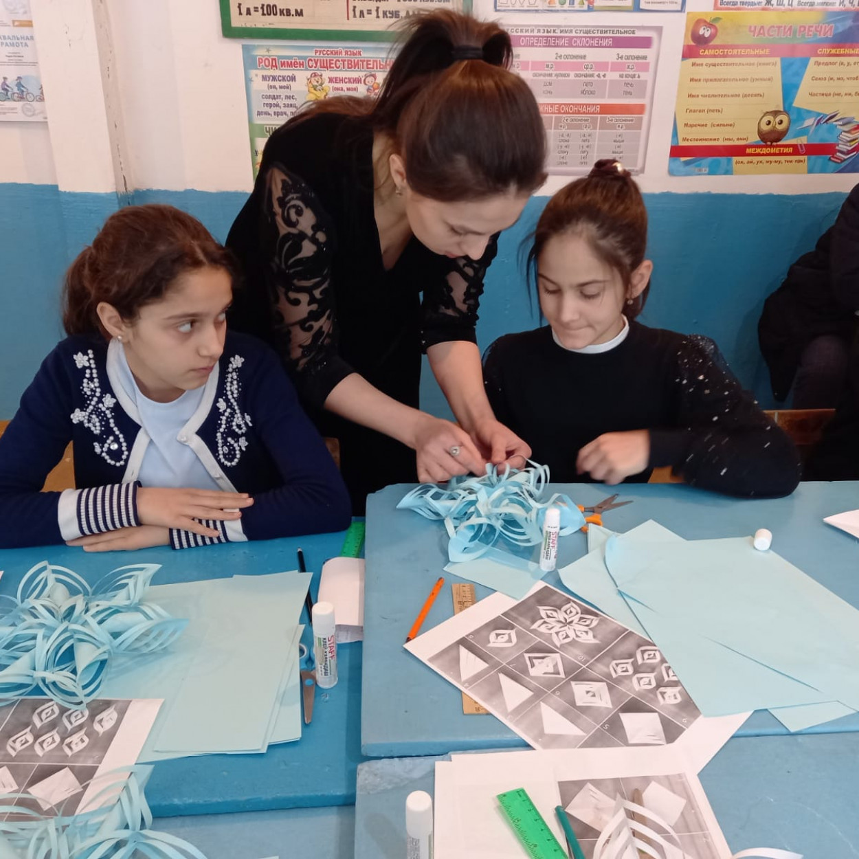 Открытое занятие педагога объединения начального технического моделирования МБУДО"РЦДТ" Кахировой С.А. на тему "Объёмная снежинка"