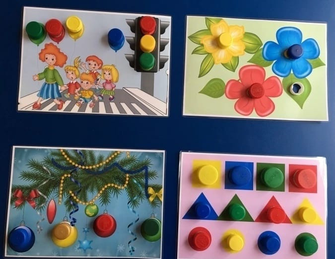 Идеи развивающих игр с использованием пластиковых крышек.