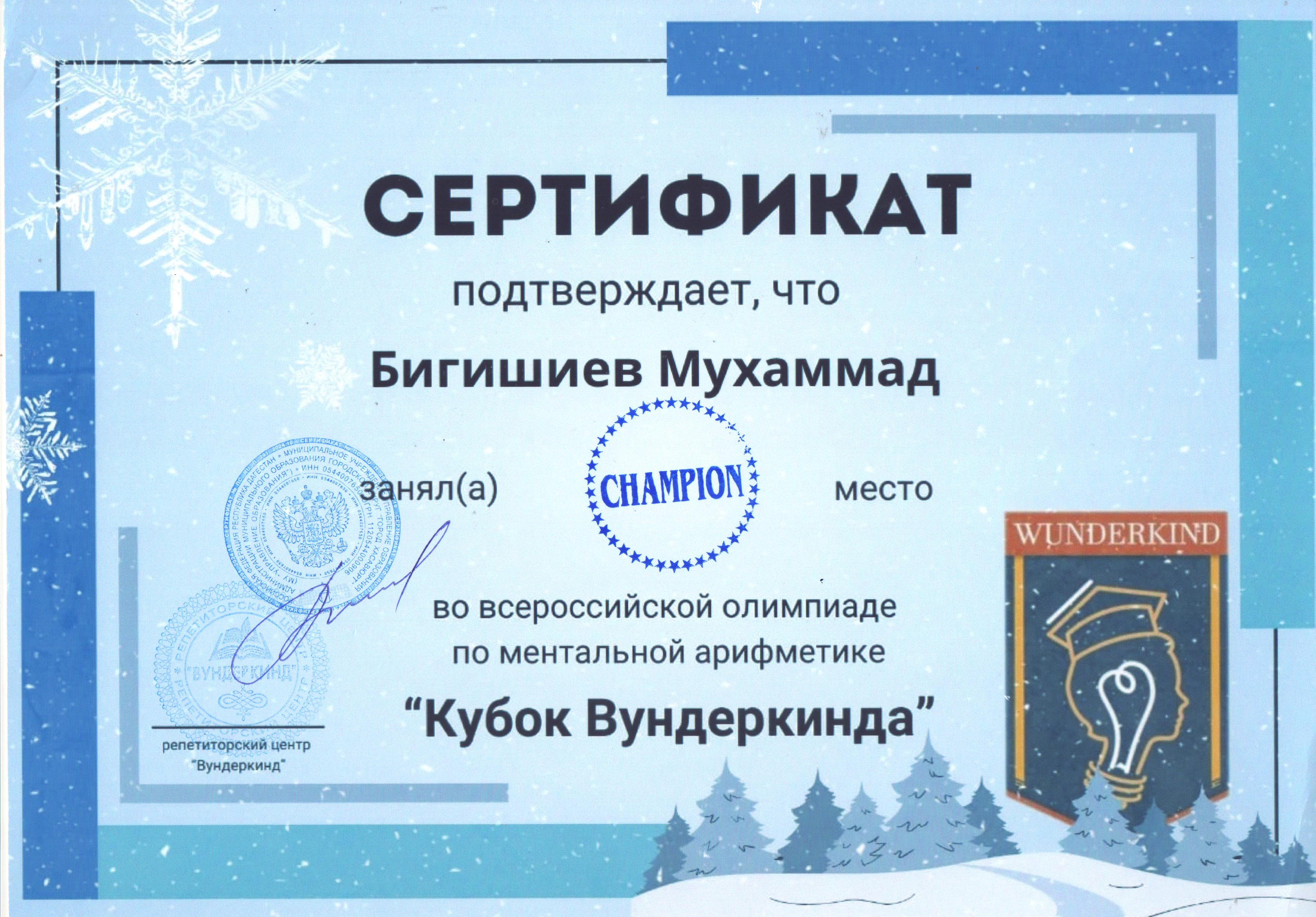 "Кубок Вундеркинда" "Кубок Вундеркинда"
