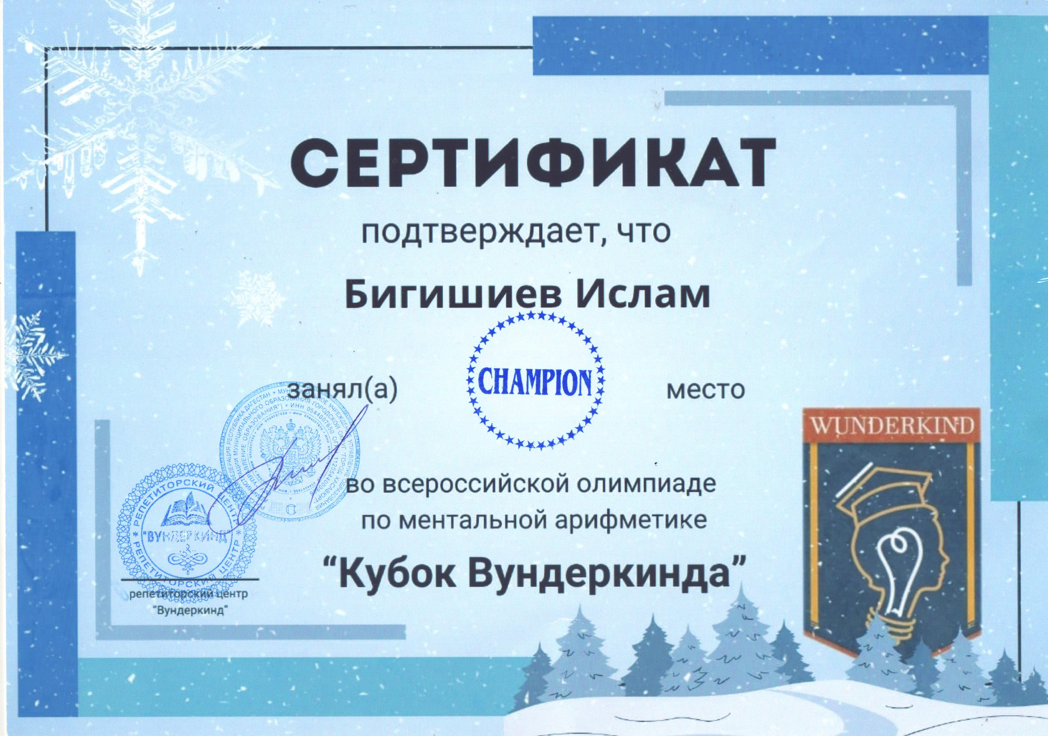 "Кубок Вундеркинда" "Кубок Вундеркинда"