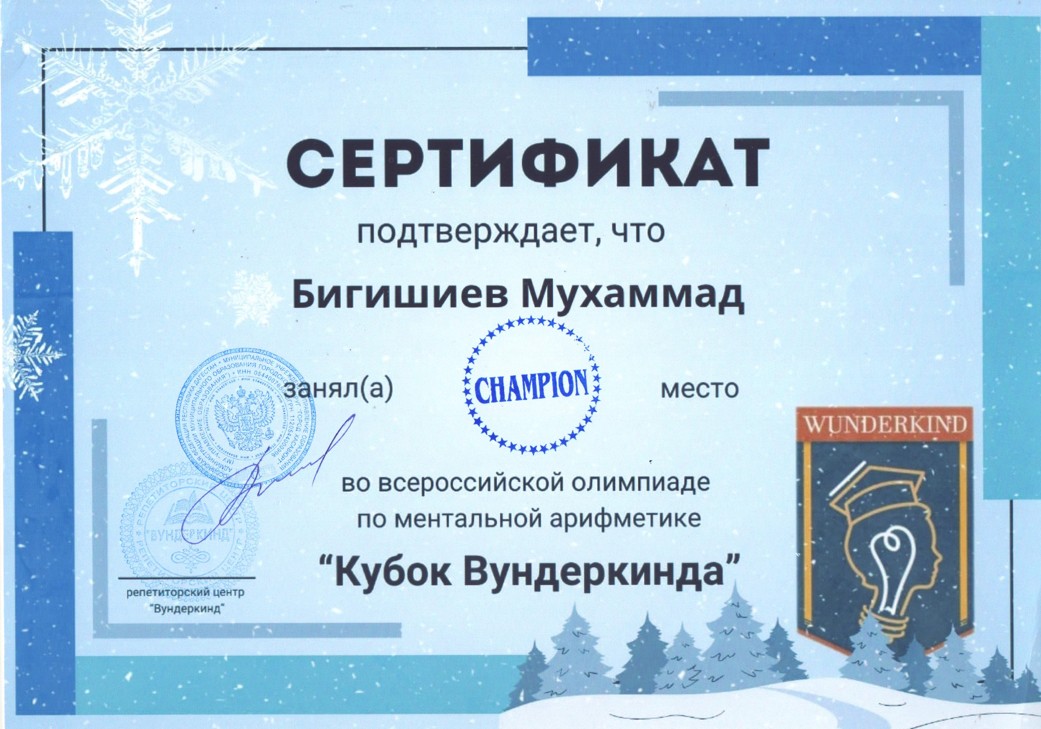 "Кубок Вундеркинда" "Кубок Вундеркинда"
