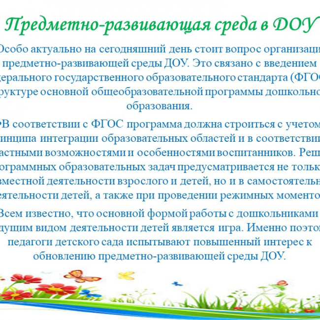 Развивающая предметно-пространственная среда