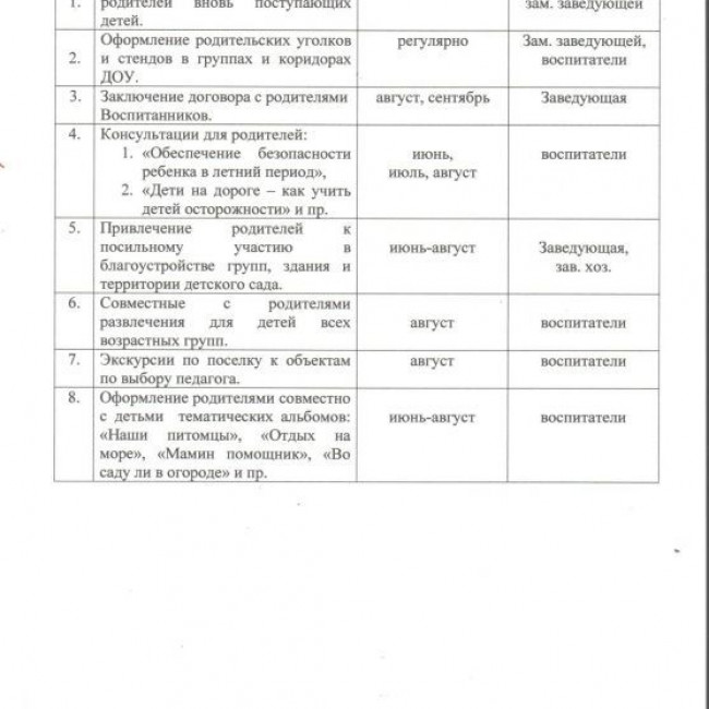 ПЛАН ЛЕТНЕЙ ОЗДОРОВИТЕЛЬНОЙ РАБОТЫ