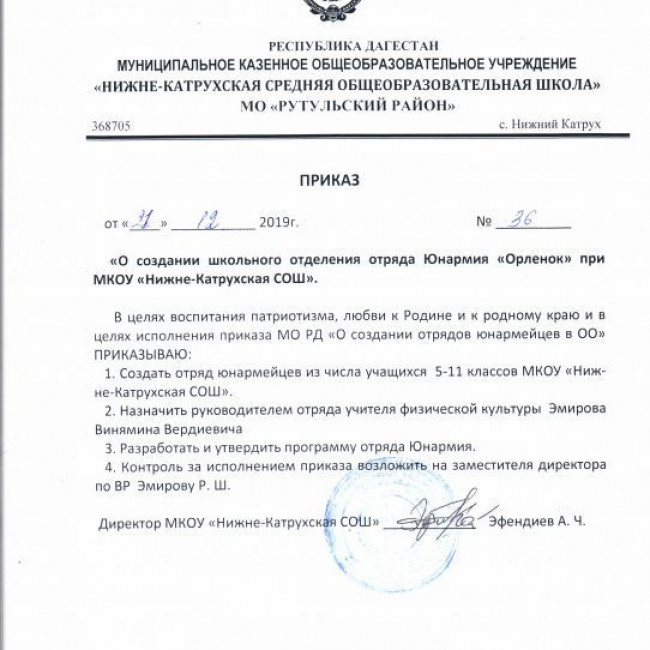 Создание отряда Юнармия