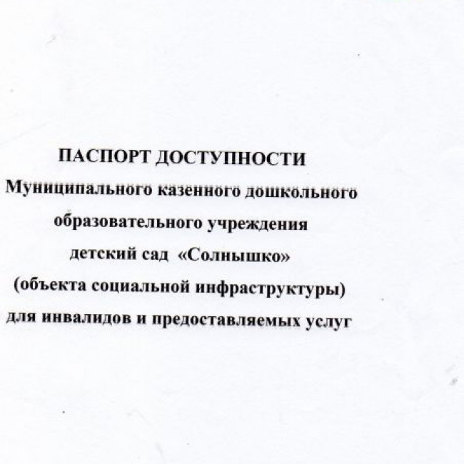 Паспорт доступности