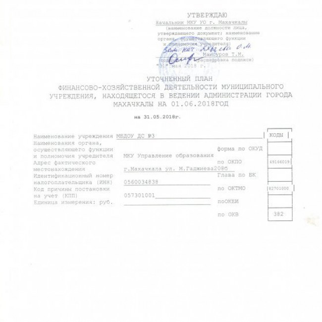 План ФХД