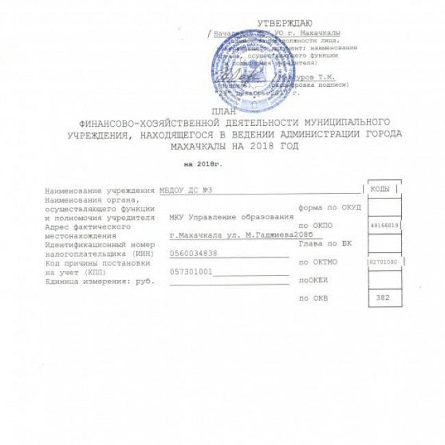 План ФХД