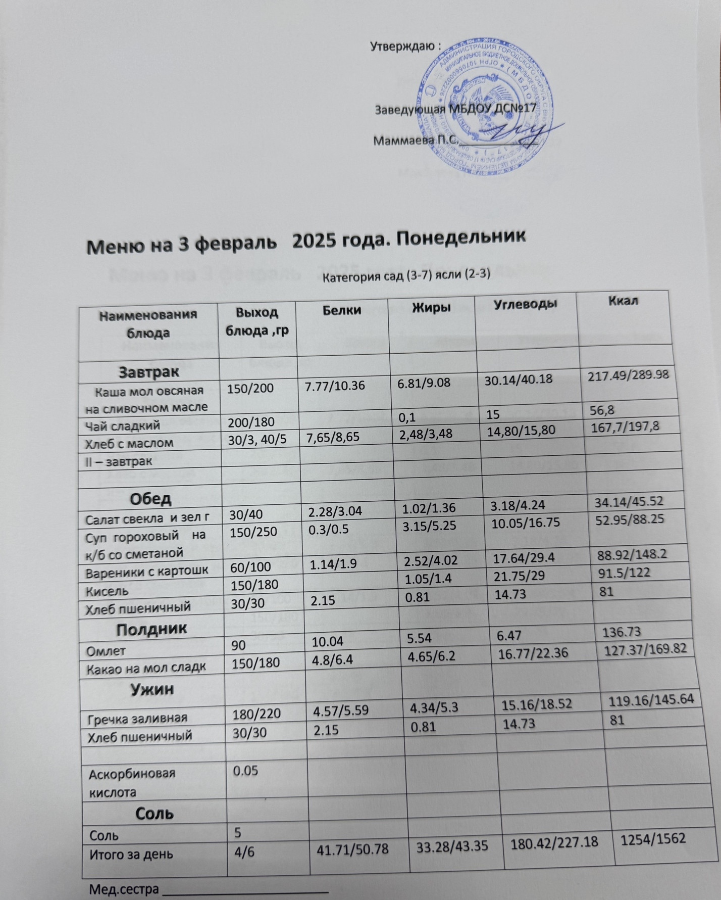 меню