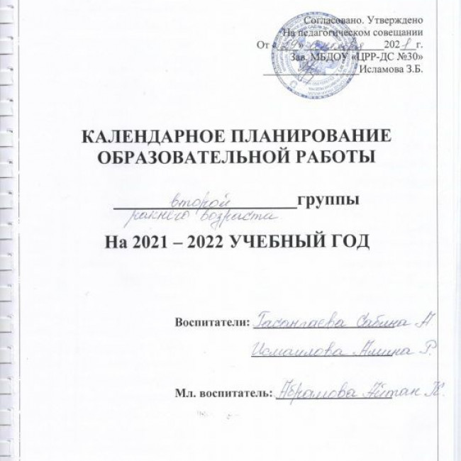 Рабочие программы и планы воспитателей