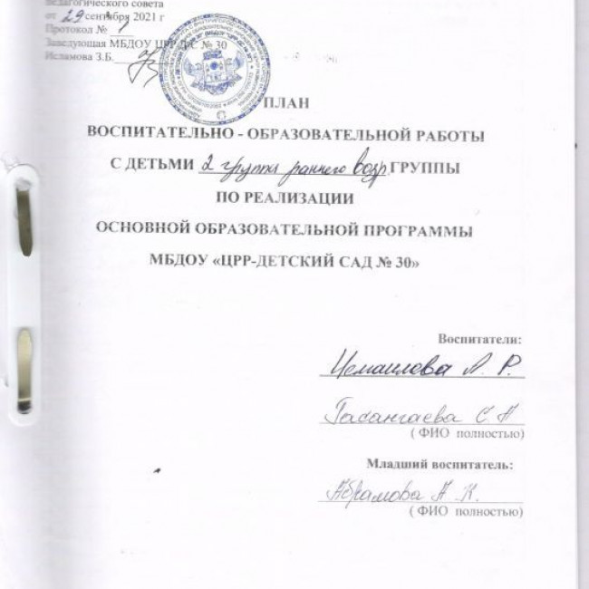 Рабочие программы и планы воспитателей