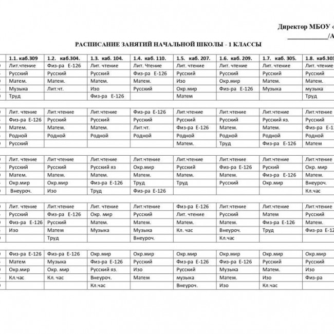 Расписание уроков на период ДО