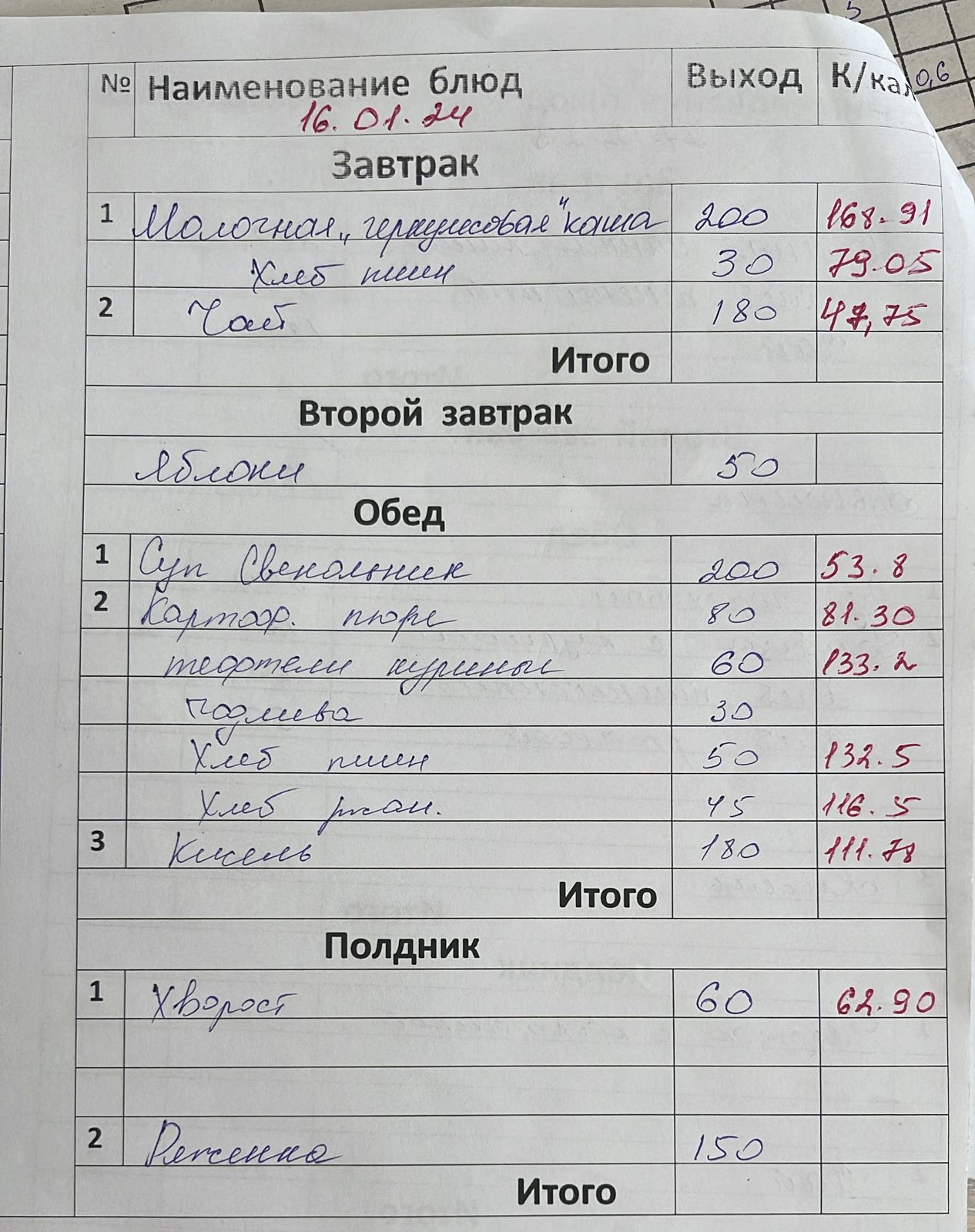 Меню январь 2024г